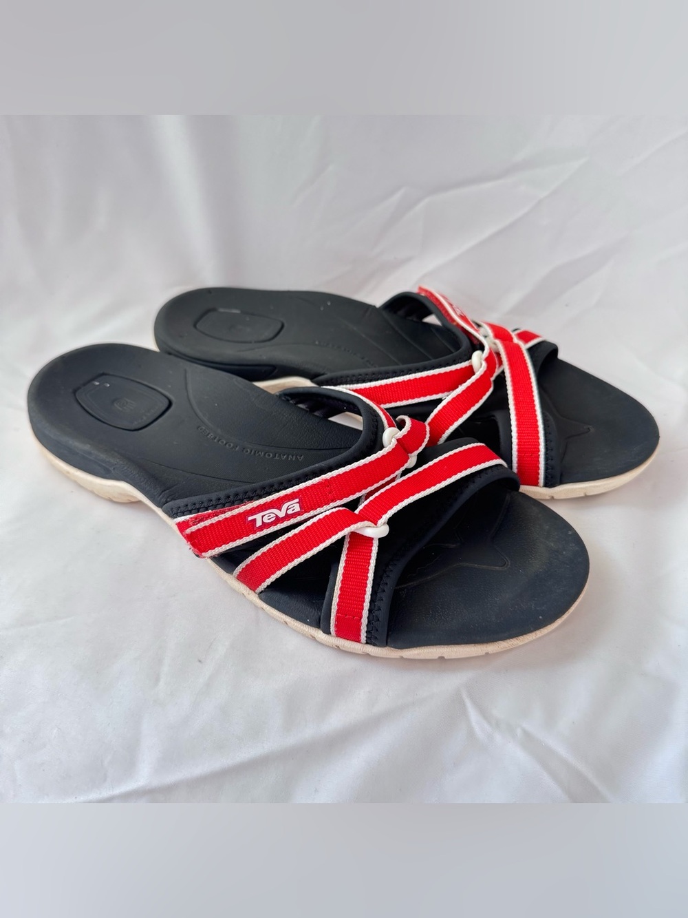 Teva TIRRA Slide Sandals Black Women’s Size 7 Red White Black Outdoor Waterproof